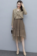 春季淑女裙吊带连衣裙小西装外套时尚两件套女装潮流套装，女装套装/套裙，微微衣阁