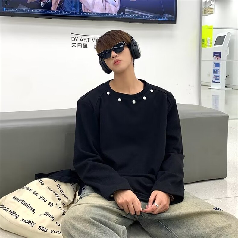 卫衣男潮ins港风潮流圆领铆钉 FW41 P35图片