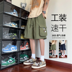 2025新款美式复古腊肠狗工装风短裤男士夏季薄款宽松速干五分中裤图片