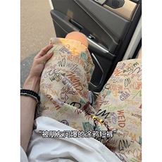 网图慎用美式复古涂鸦满印夏季夏威夷cleanfit短裤男DK2530P25，男装牛仔裤，电商A128