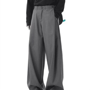 春秋美式高街休闲裤男女垂感阔腿西裤长裤纯色西装裤宽松直筒裤子，男装西服套装，电商A443