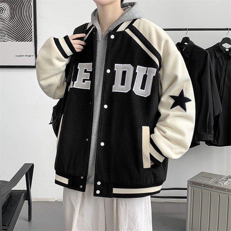冬款港风加棉加厚休闲棉衣外套毛巾绣棒球服男士8133-P120控价158图片