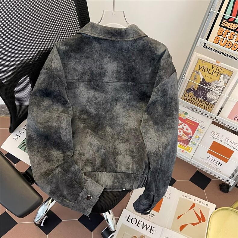 美式复古男春秋季潮牌宽松高级感机车夹克pu皮外套W9331/P90,男装夹克,星座506B