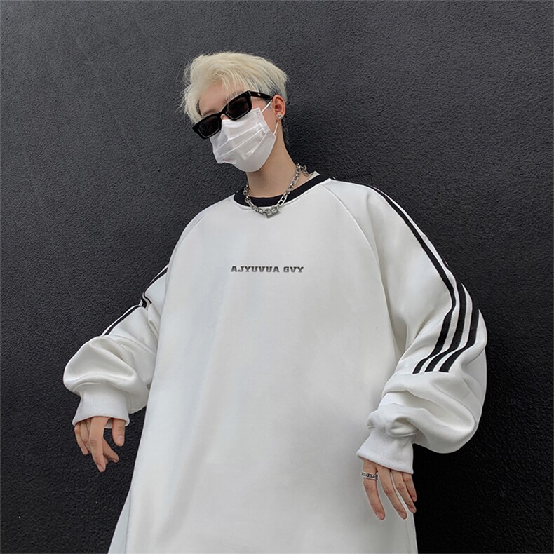 抖音得物供货提供视频秋冬重磅美式宽松织带圆领卫衣0308,男装卫衣,电商A486