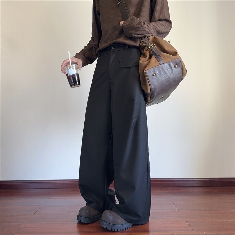 春季新款潮流设计感垂坠宽松拖地休闲西裤B315-K25648-特p40控78,男装休闲裤,电商B315