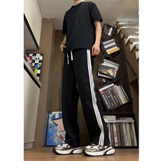美式高街牛仔裤男2026春秋新款松紧腰宽松直筒裤子K6631-P43，男装牛仔裤，星座412-3