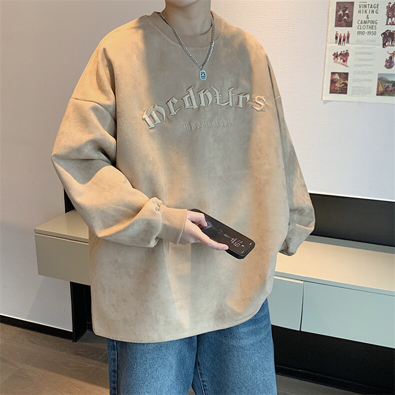 EQ180重工刺绣360克麂皮绒圆领字母卫衣男情侣装秋季外套P58,男装卫衣,电商C306-1