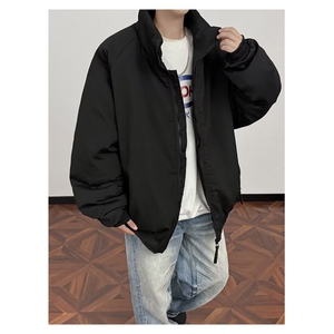 慵懒日系美式复古加绒加厚立领工装棉服男女冬季潮牌情侣保暖棉衣图片
