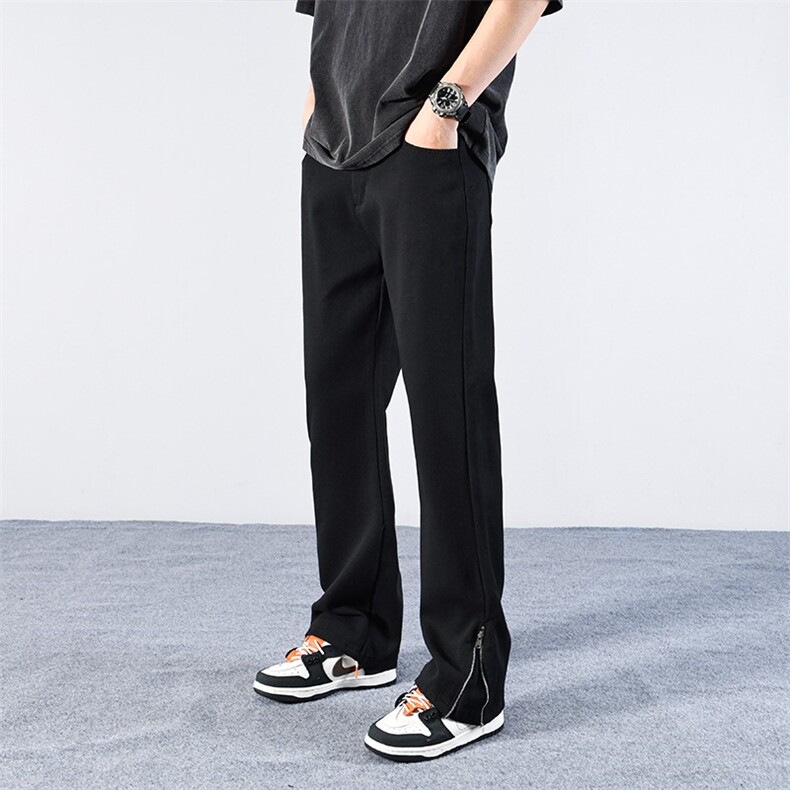 牛仔裤男夏设计感小众拉链直筒休闲长裤美式微喇叭裤子RK1761-P41，男装牛仔裤，星座412-2