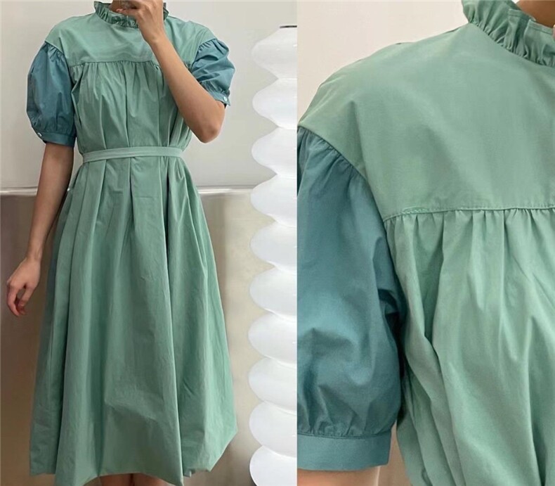 韩系拼接连衣裙，女装连衣裙，五和六季