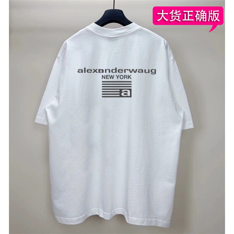 T05大王AW男士短袖T恤字母印花圆领情侣男女同款宽松潮流轻奢时尚,男装T恤,电商B368