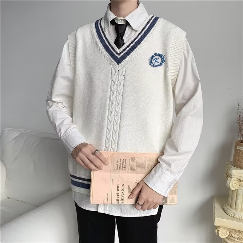 男女宽松V领背心毛衣秋冬针织马甲学院风秋外套Z655-P40,男装背心/马甲,星座1109-3