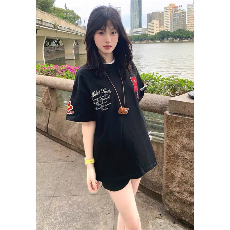 万针全刺绣工艺抖音得物高品质260克重磅纯棉双纱美式高街短袖T恤,男装T恤,电商A486-1