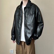 现货春装皮衣外套男时尚机车服休闲皮夹克-A607-P90加绒-P100，男装夹克，电商A351