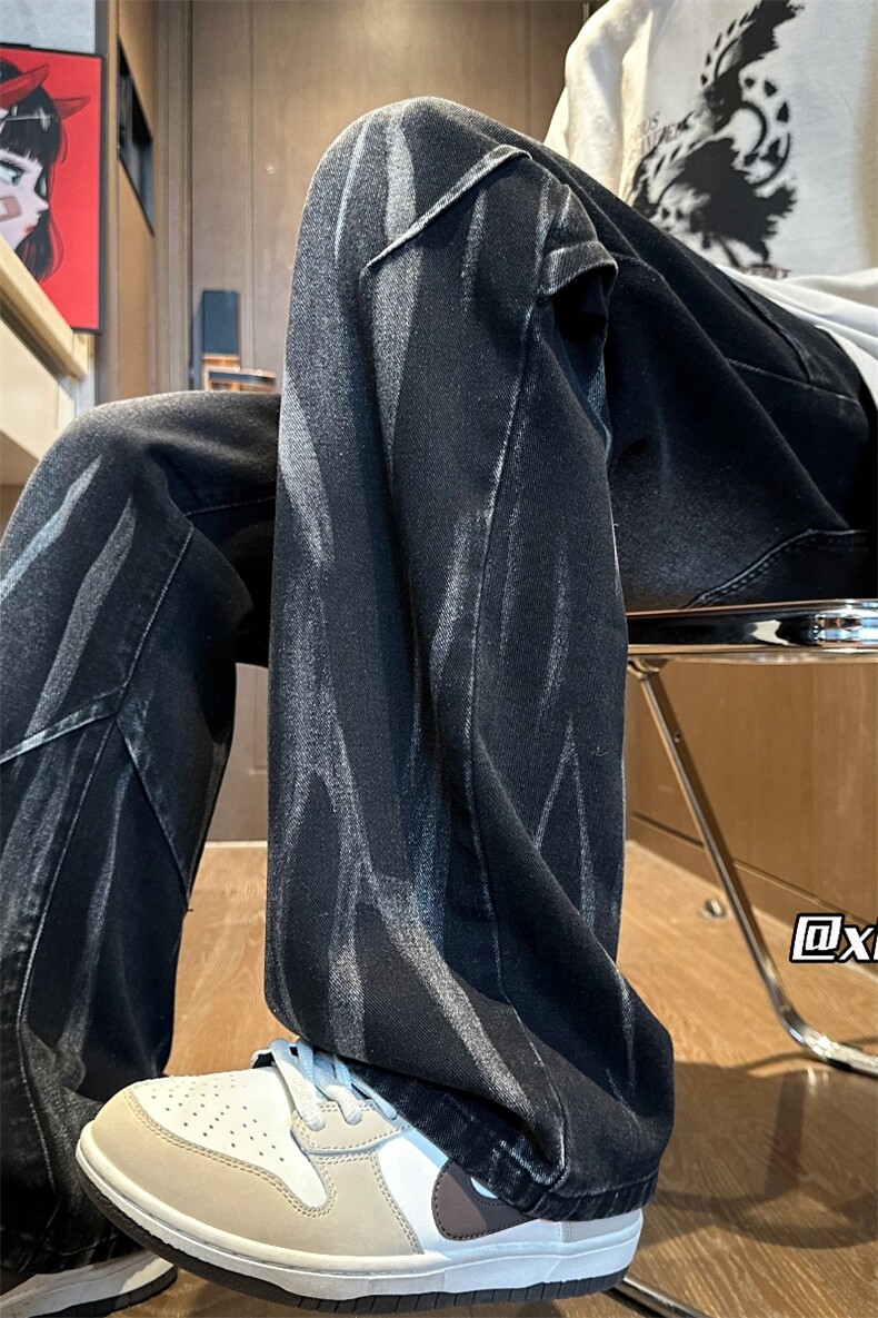 XZ616秋季新款水洗渐变扎染打褶复古牛仔长裤TY1078特P40控78,男装休闲裤,星座512A（原616）