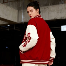 1506/QPN100/P70马年2026新款毛巾绣红色棒球服美式宽松情侣外套，女装短外套，星座1506