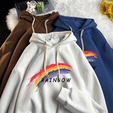 WY2064-P35加绒款-P40纯棉连帽卫衣男大码运动帽衫宽松薄，男装卫衣，电商A040