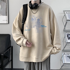 麂皮绒卫衣男大码重磅长袖t恤男JW81455-P35加绒款P45，男装T恤，电商A040
