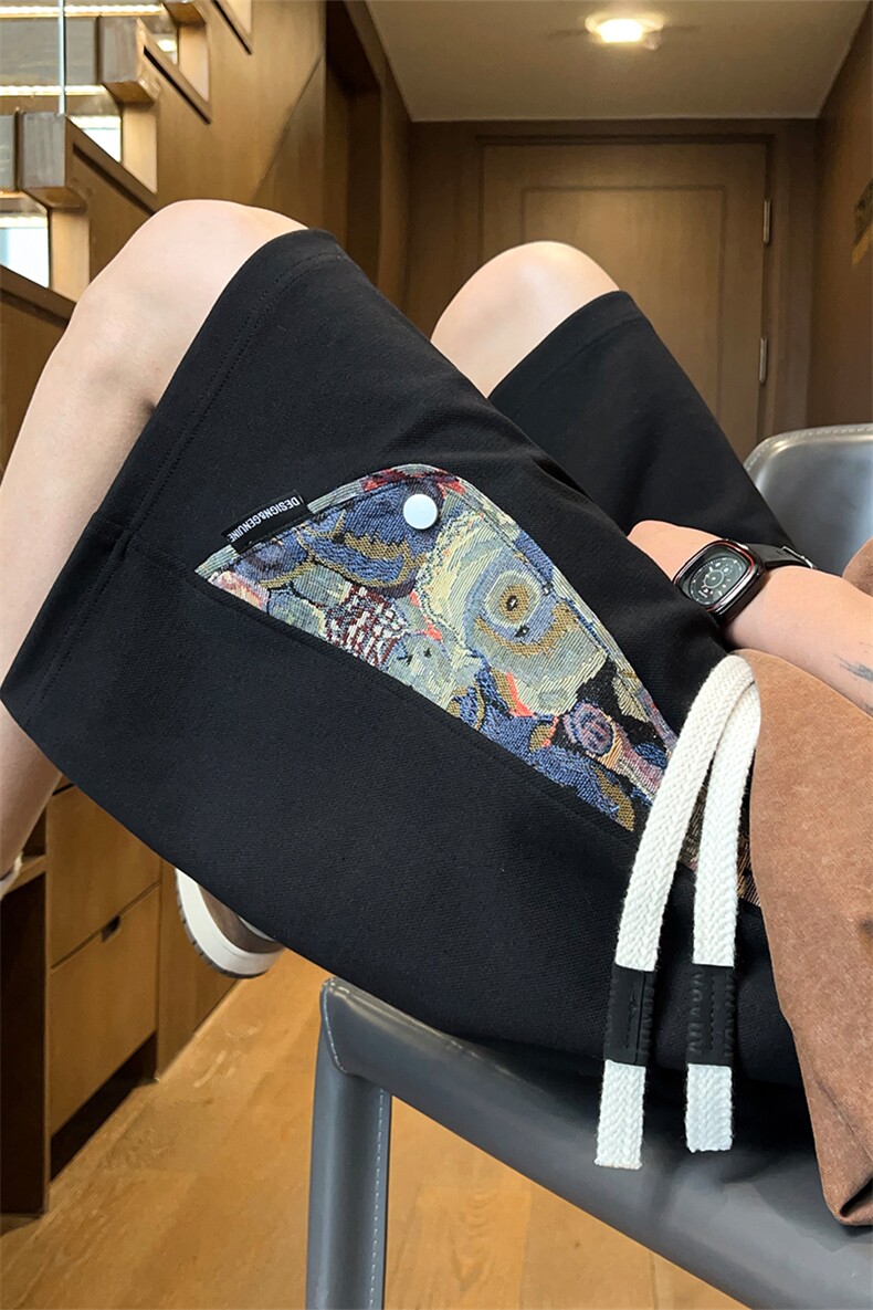 X2418-TP35控价58夏季新款细格撞色设计感短裤五分裤休闲裤男,男装休闲裤,电商A102-1