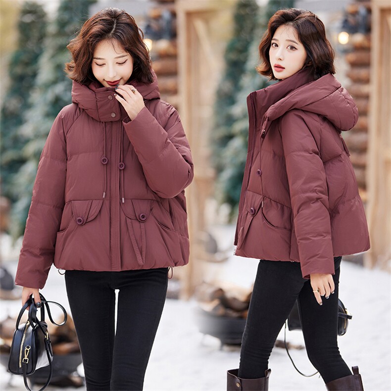 【现货】安哥拉红色短款2024新款小个子立领显瘦加厚白鸭绒羽绒服，女装羽绒服，仁梯