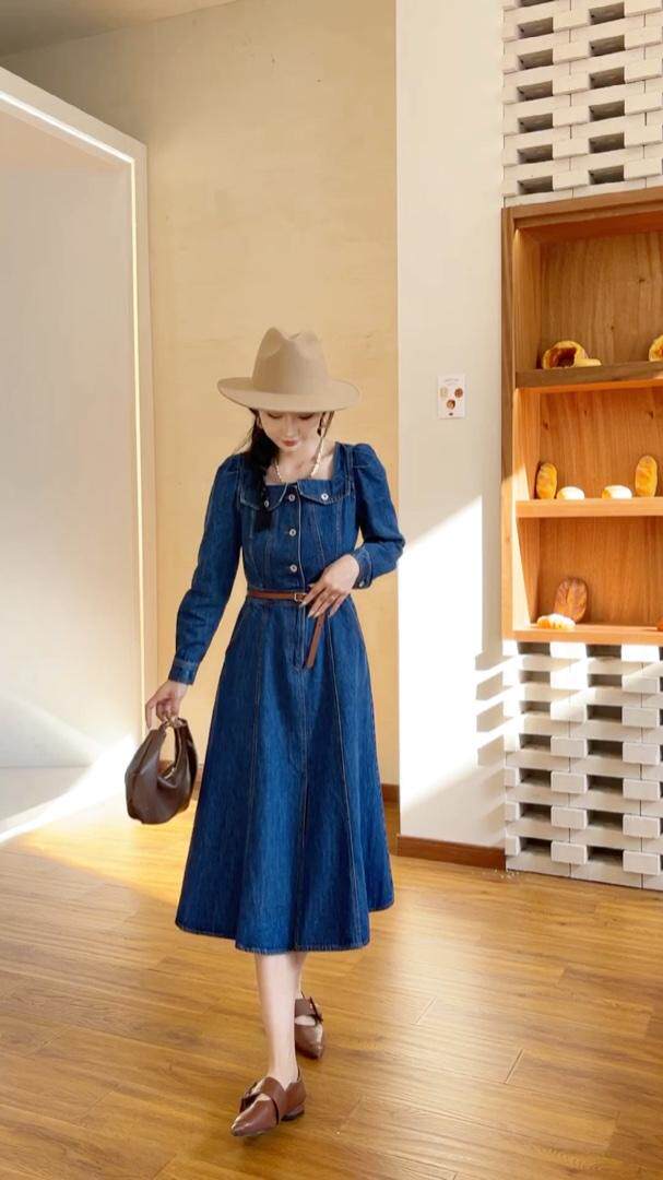 2022牛仔连衣裙秋装，女装连衣裙，贻思茗