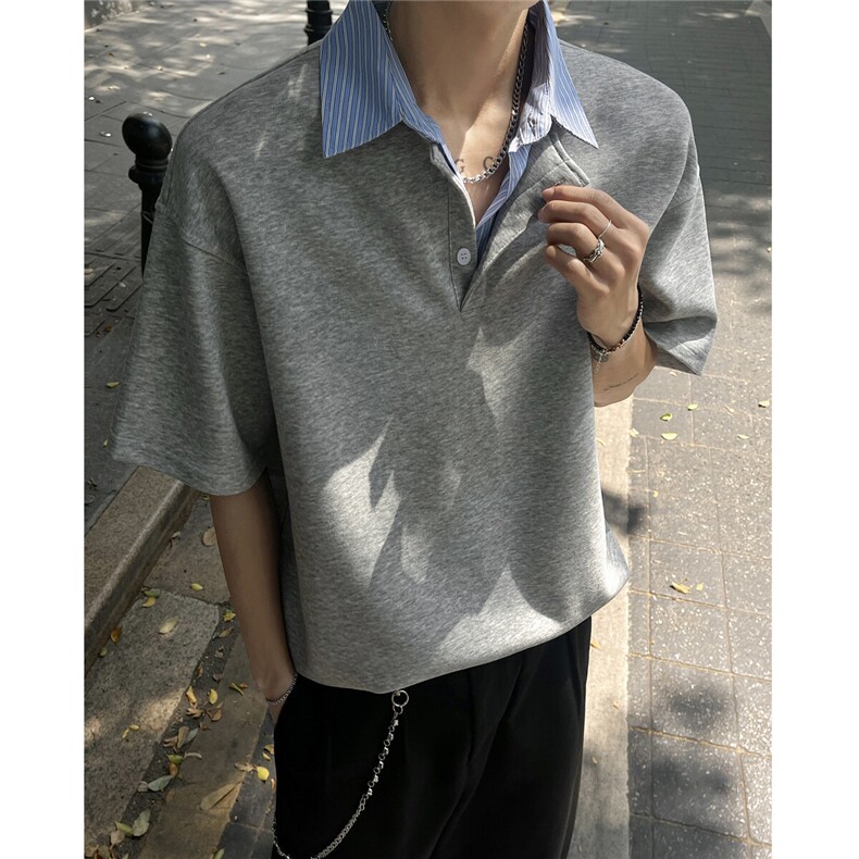 夏季新款衬衫领短袖t恤CS8080特批35控58,男装T恤,电商A072