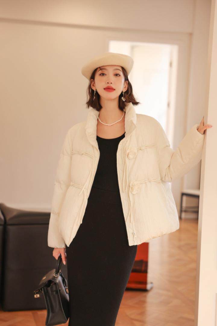 女人味玫瑰花羽绒服（90绒），女装羽绒服，卡西姆