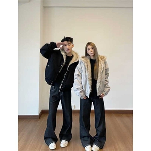 美式复古短款座山雕夹克棉服男女款冬季加厚cleanfit连帽棉衣外套图片