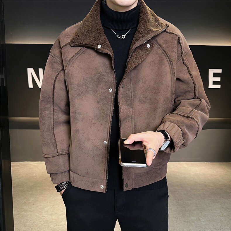 皮毛一体外套男士皮衣冬季2025新款加绒加厚皮夹克A313-9926-P178,男装夹克,电商A313