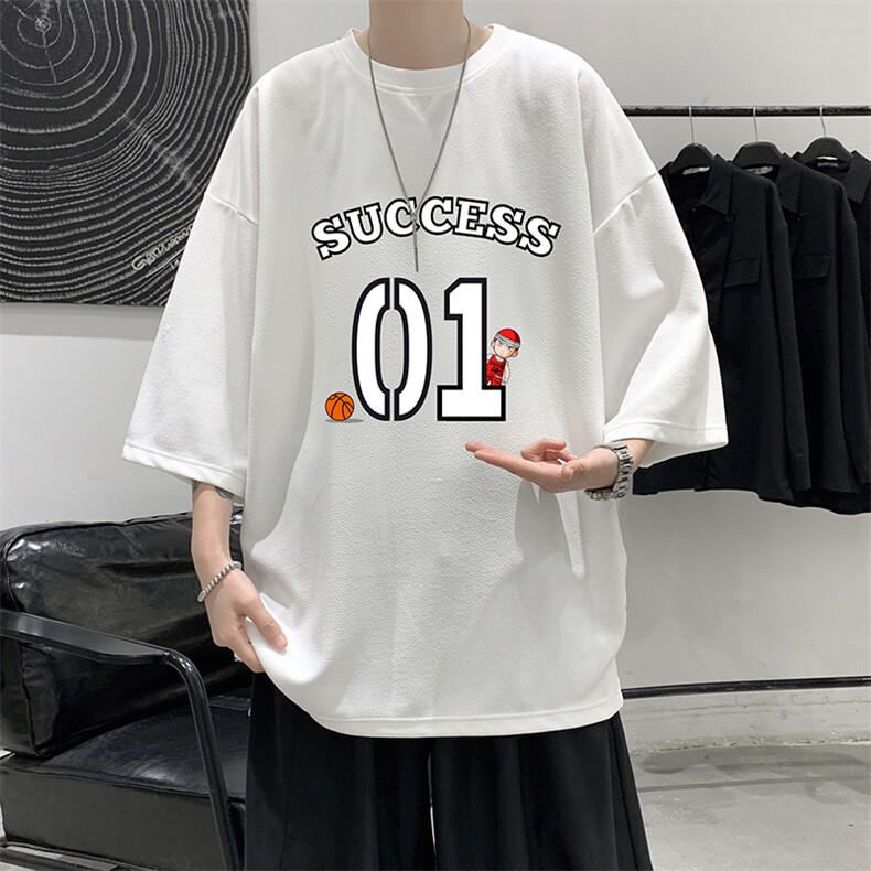 Q11205-P30春夏季七分袖t恤男大码五分袖男短袖中袖大皂风，男装T恤，电商A040
