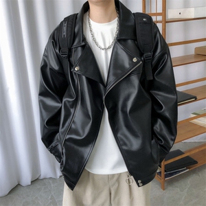 现货-春装皮衣外套男翻领休闲皮夹克潮牌PU机车服A506P90 加绒100图片