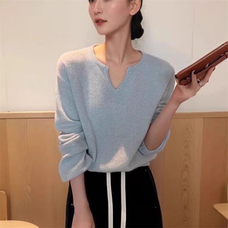毛衣女新款2024秋冬套头短款宽松慵懒针织上衣,女装羊毛衫,旭驰羊绒