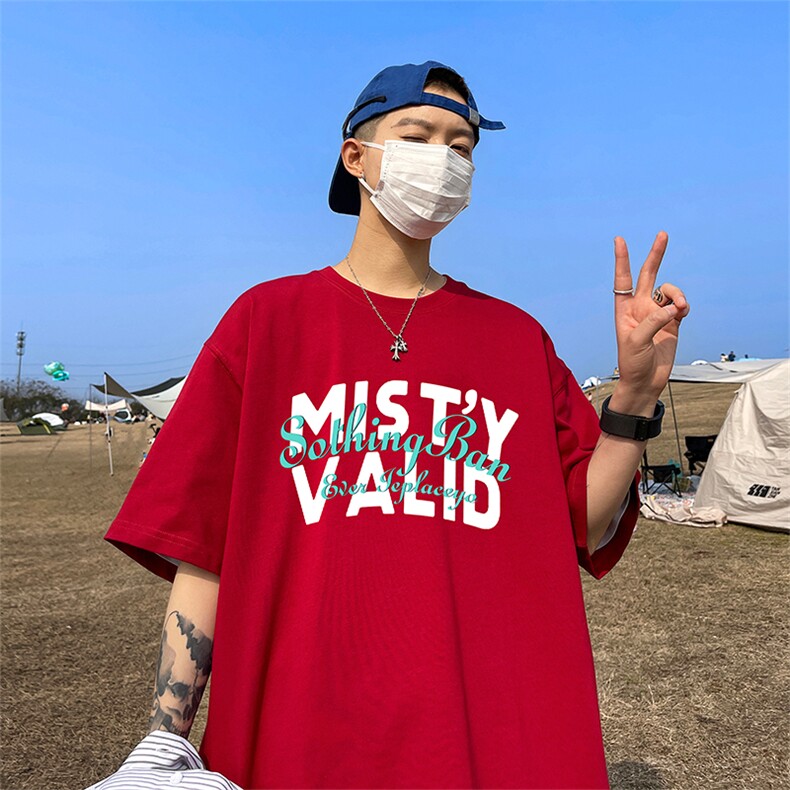量大优供视频220克美式短袖t恤T2302得物直播有280克品质,男装T恤,电商A486