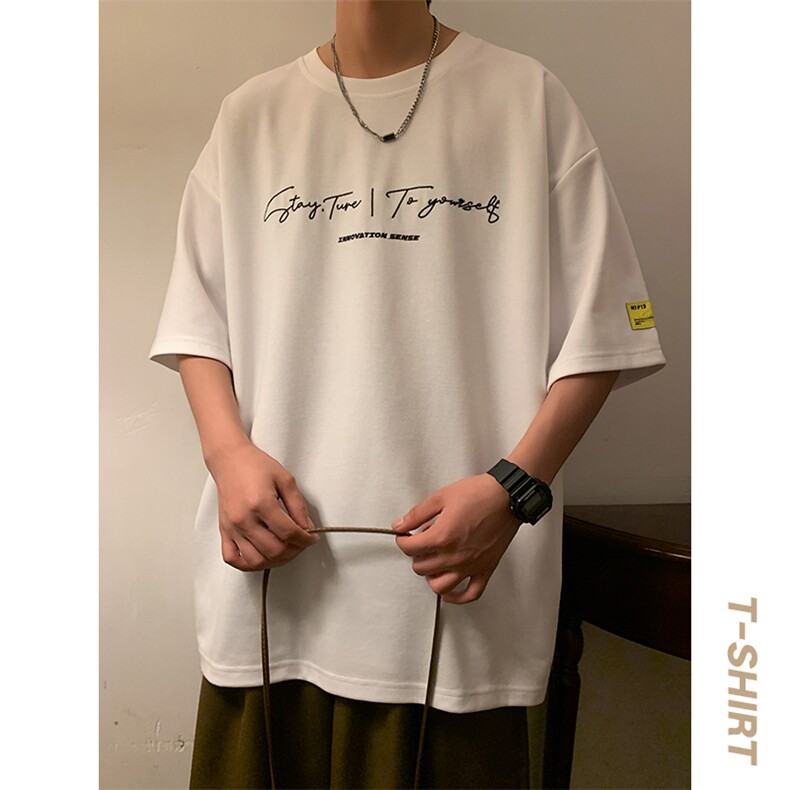 冰氧仿棉短袖港风暖光夏季休闲百搭字母印花男上衣TC3152-P22控48图片