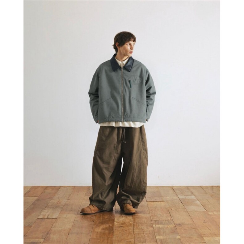 冬季宽松男女miu系廓形棉衣工装翻领拼接拼皮cleanfit厚棉服,男装棉衣,星座112A
