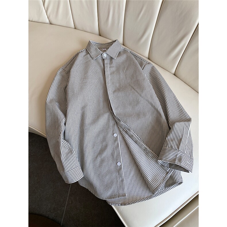 高品质牛仔条纹衬衫潮牌长袖衬衣潮流宽松休闲外套CS017-P30,男装衬衫,星座301C-5