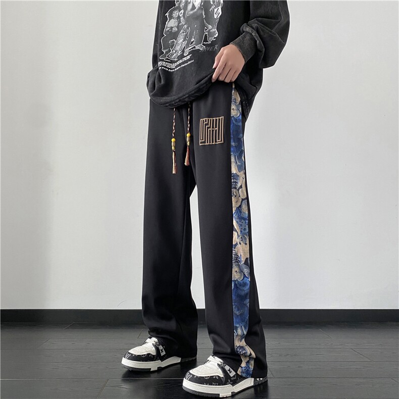 秋季新款潮风小熊印花百搭宽松直筒休闲裤B315-K23395-p45控58,男装休闲裤,电商B315