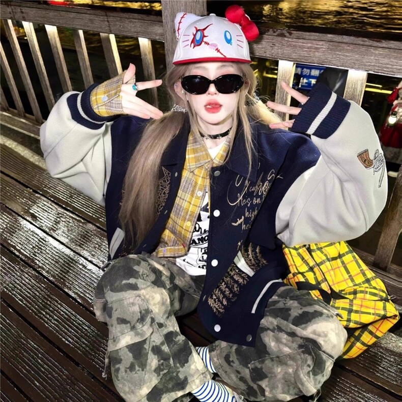 GENIOLAMODE重工刺绣棒球服男秋季美式廓形夹克新款高街痞帅外套,男装夹克,星座506A