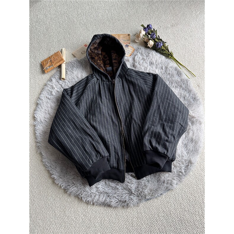 网图美潮牛仔条纹豹纹座山雕棉服外套W1929/特P105，男装棉衣，电商B350