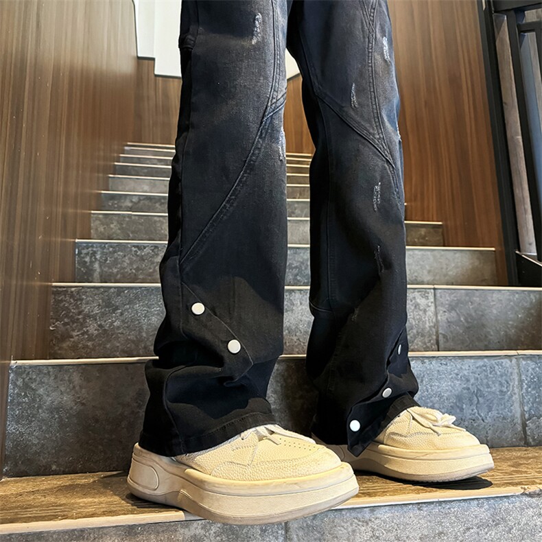 美式高街牛仔裤直筒潮牌百搭复古排扣设计XZ603-K926-P60控78，男装牛仔裤，星座603