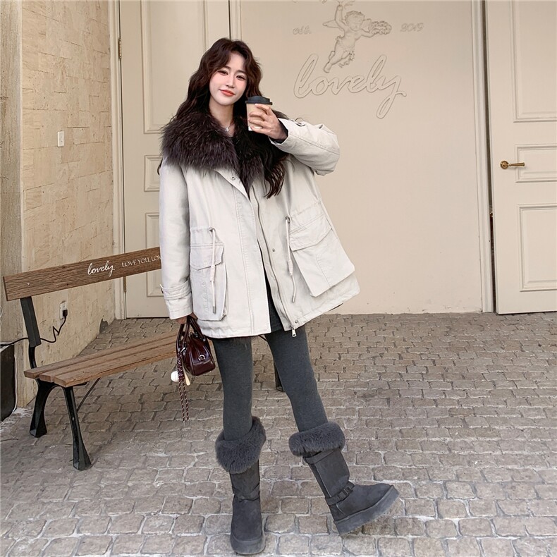 毛领派克风羽绒服女2025冬季新款时尚中长款加厚保暖超好看外套,女装羽绒服,2C212