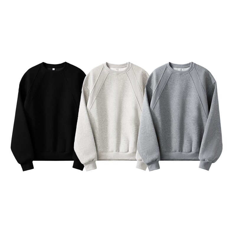 抖音得物高品质二开25秋冬美式高街重磅结构螺纹拼接圆领卫衣X095，男装卫衣，电商A486