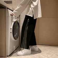 炸街裤子男潮流痞帅九分裤宽松直筒休闲裤侧拉链运动长裤BK63-p35，男装休闲裤，星座1008