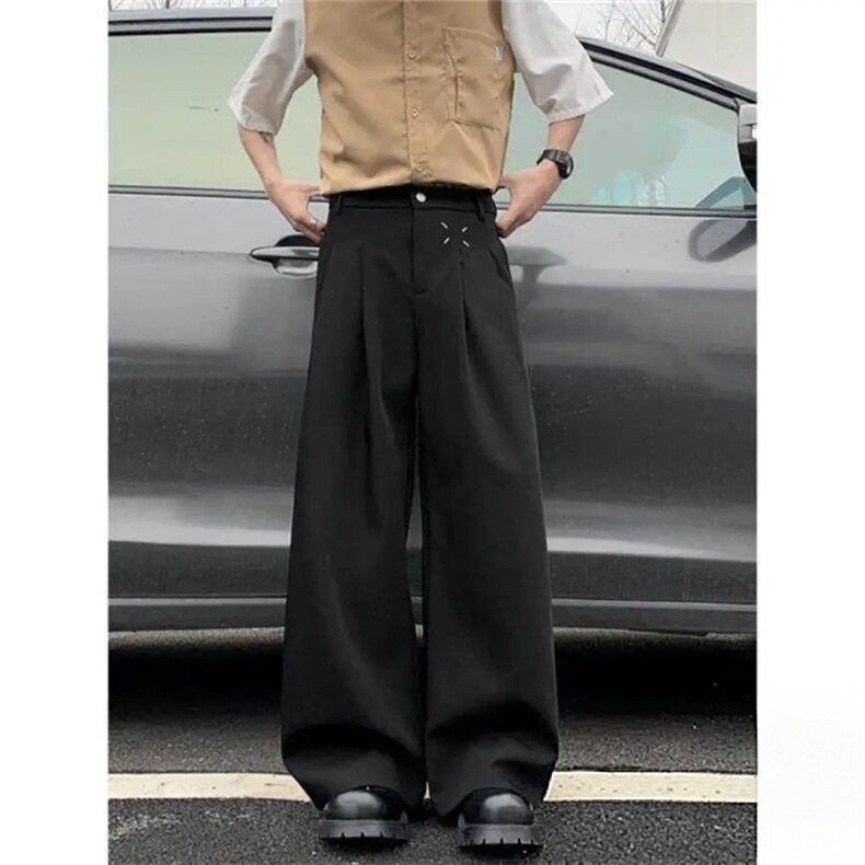 直筒西裤男垂坠感高级感阔腿裤休闲西装裤XK3355-P36，男装西服套装，星座208-5