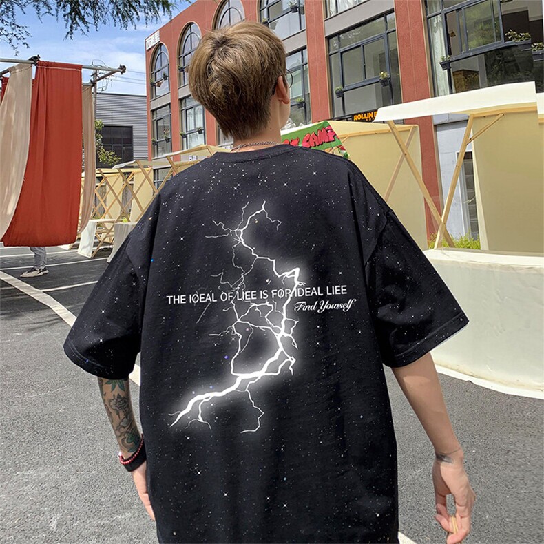 可48小时发货支持抖音得物来样二开美式满天星亮片短袖T恤MTX636,男装T恤,电商A486