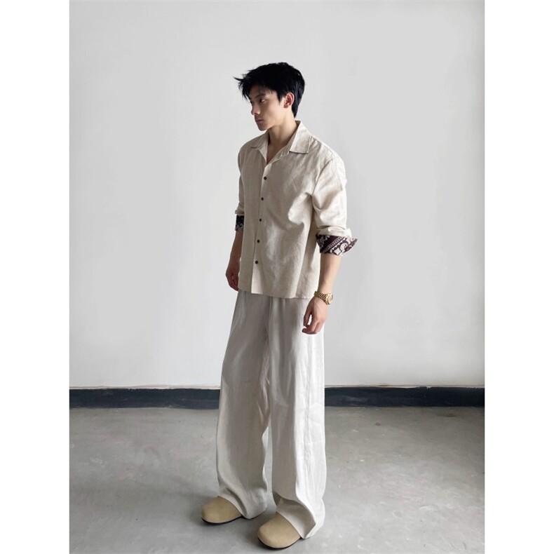 【前60分钟5折8/09晚20点上新】DAYNY亚麻混纺老钱度假风衬衫,男装衬衫,星座506A