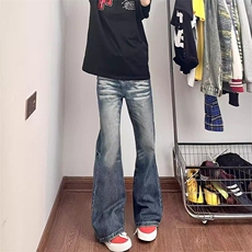 美式复古牛仔裤闪电纹直筒弯刀微喇裤513ACK2645P43，男装牛仔裤，星座513A