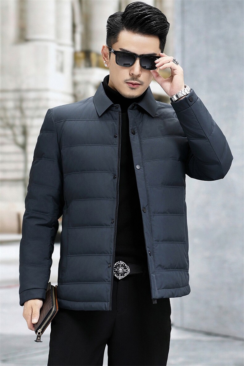 B23018钱塘2020-3翻领休闲冬季厚款新款中年男士羽绒服P168,男装羽绒服,钱塘207-3