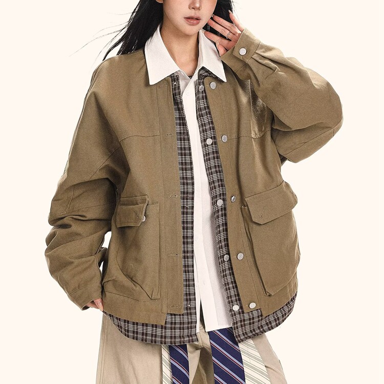 潮流新款美式复古翻领工装外套男冬季加厚高级感宽松情侣夹克棉服,男装夹克,星座218-8