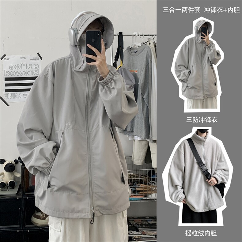 抖音直播！冲锋衣防风防水三合一外套夹克男两件套XH36SHY-P97,男装夹克,电商B367